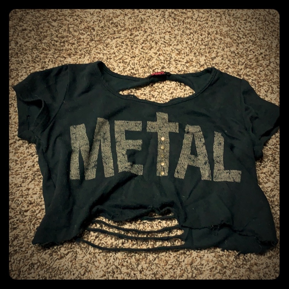 Metal crop top gothic tank